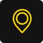 A yellow background with a black outline of a vacuum cleaner.